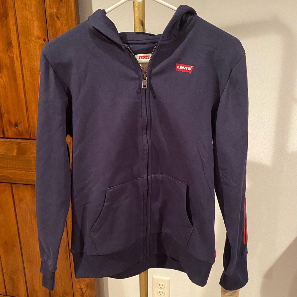 Levi’s Boys Full Zip Hoodie Navy and Red Size Large